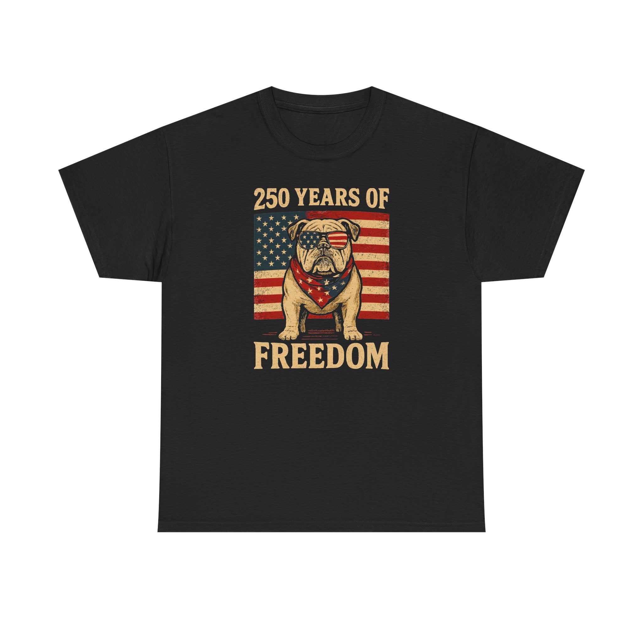 250 Years of Freedom Patriotic Bulldog USA Flag T-Shirt