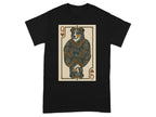 Black t-shirt featuring a Queen of Hearts playing card with a dog design.