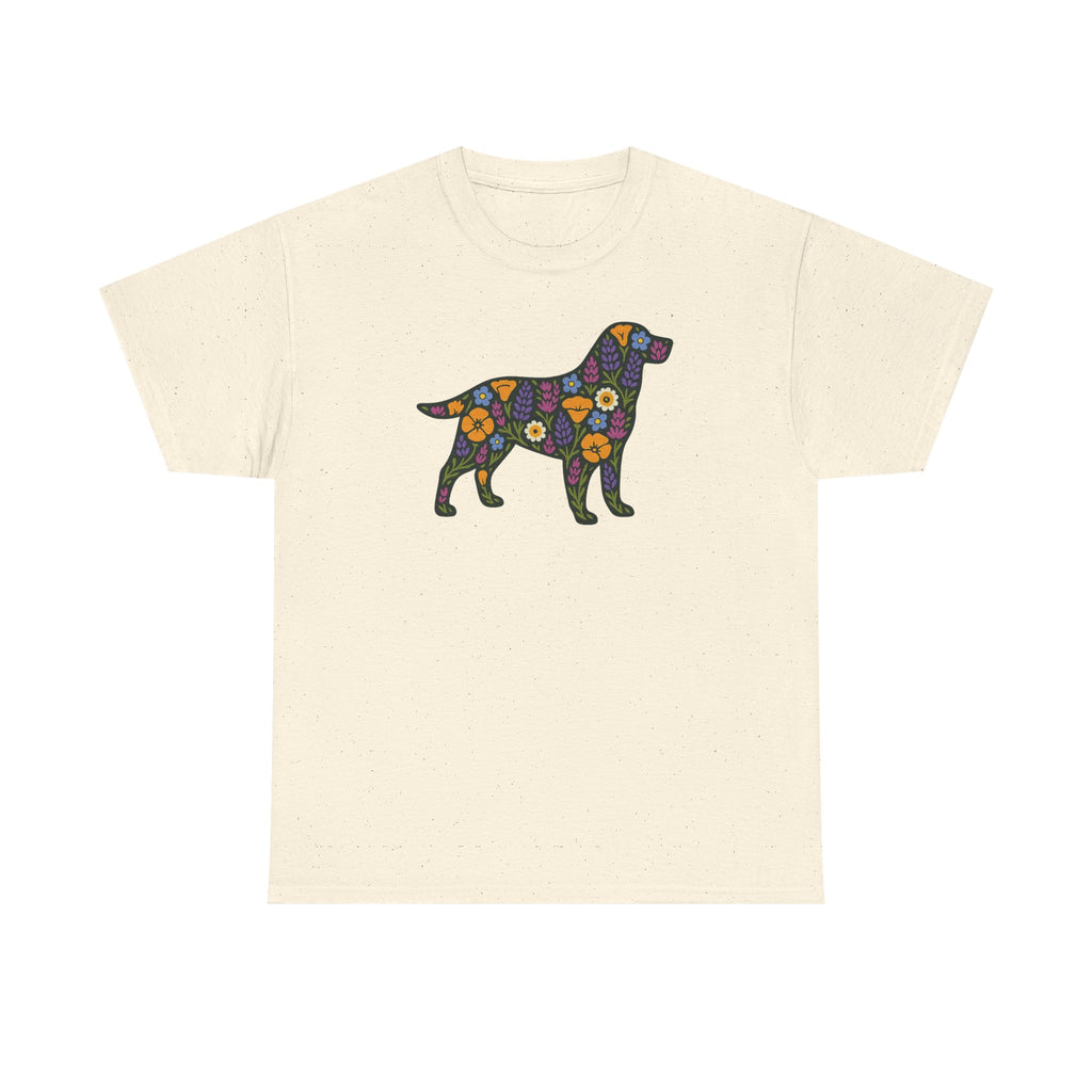 Floral Labrador Retriever Design Dog Lover Style Graphic Design T-Shirt
