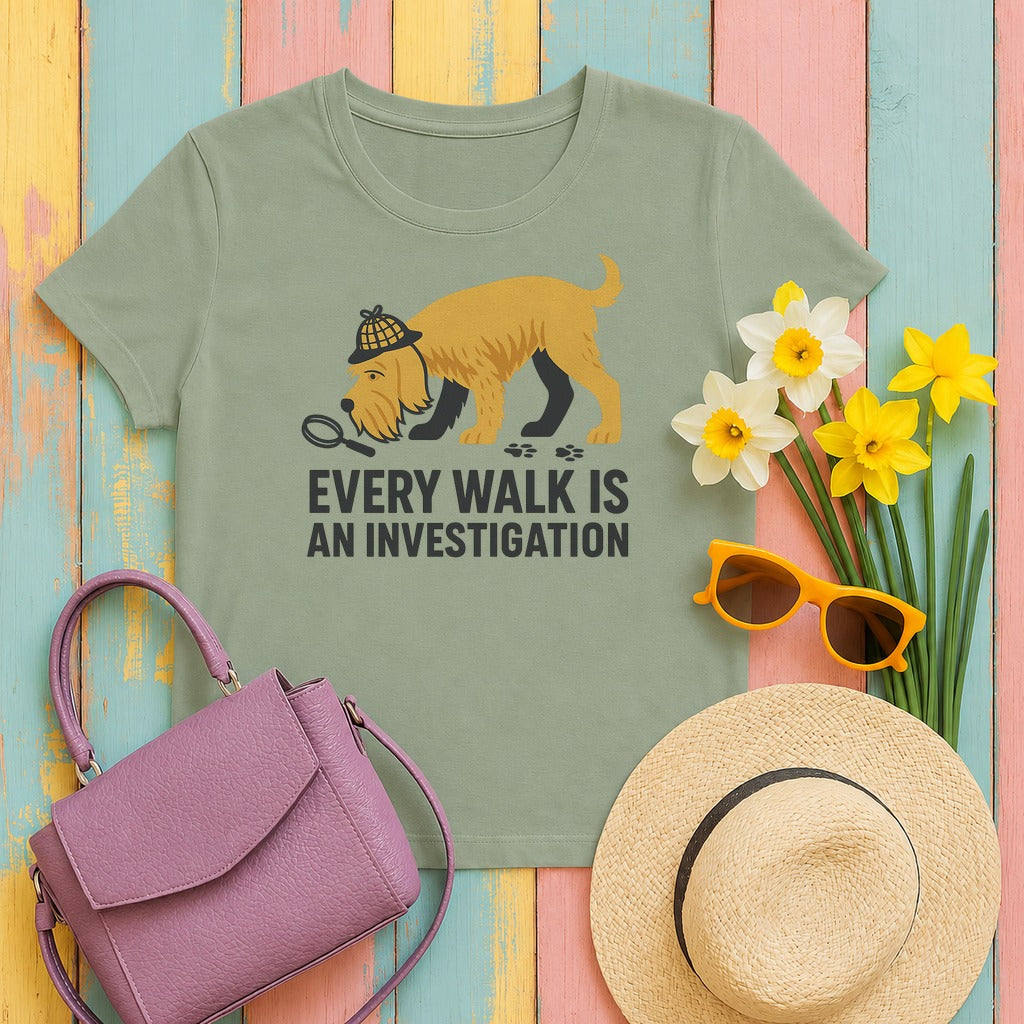 Spinone Italiano Every Walk Is an Investigation Tee in Sage