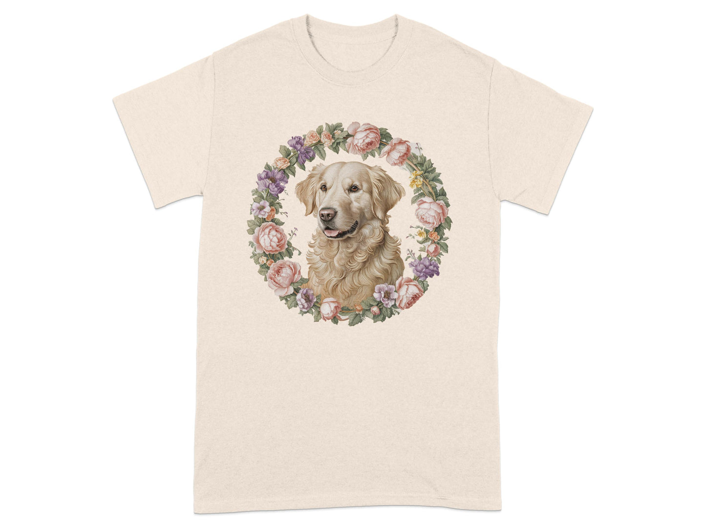 Golden Retriever with Floral Wreath T-shirt product