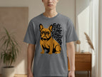 Gray t-shirt with an orange French bulldog and "Full-Time Couch Potato" text.