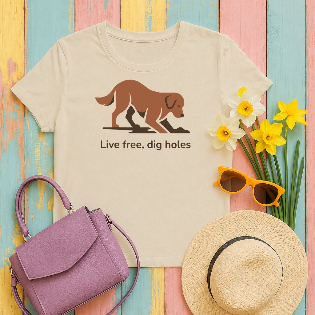 mig2 live-free-happy-golden-retriever tee flat lay hero v8
