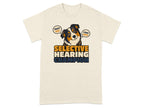 T-shirt with dog graphic and text "SELECTIVE HEARING CHAMPION".