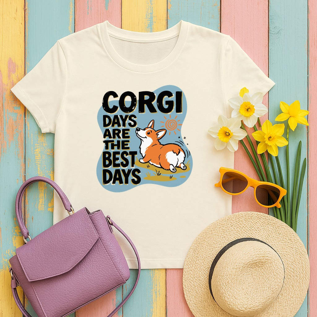 Corgi Days Are The Best Days T-Shirt in Natural