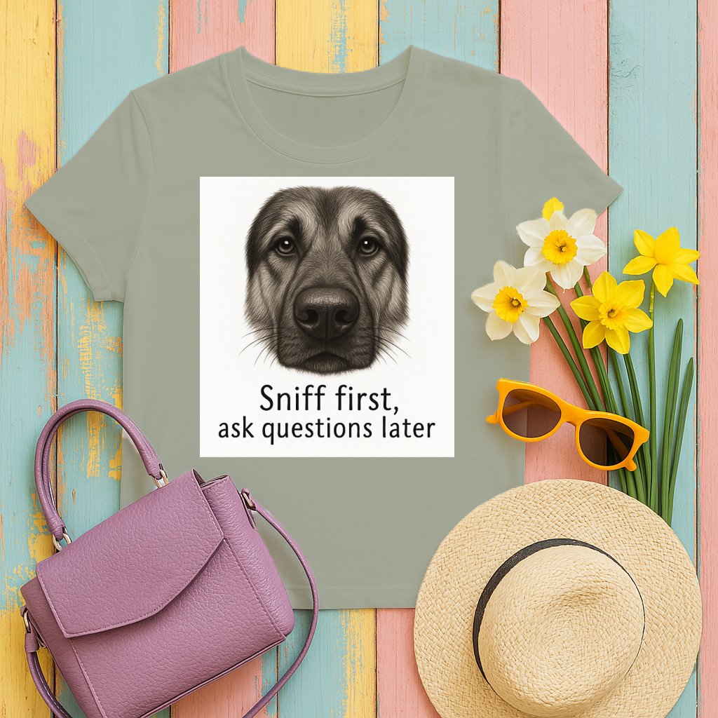 Sniff First Ask Questions Later Dog T-Shirt Product