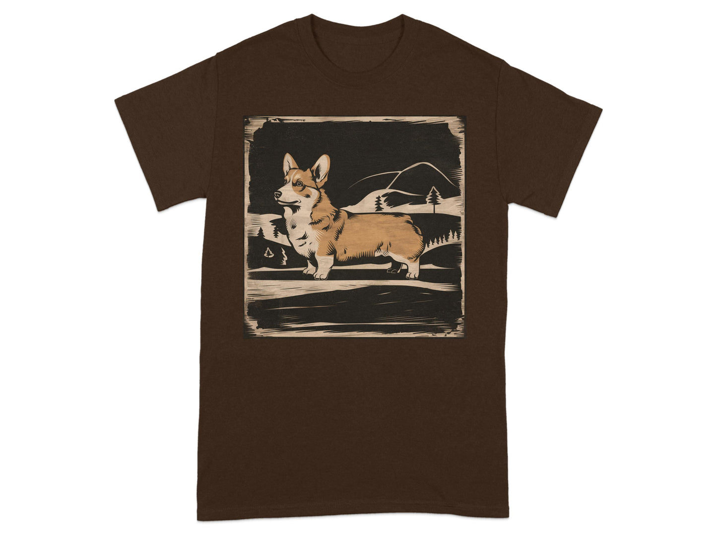 Cute Corgi Standing in Scenic Outdoor T-shirt product