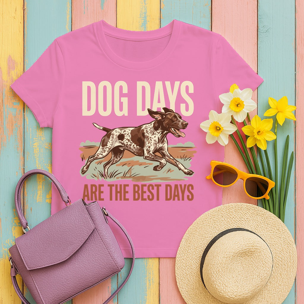 Dog Days Are The Best Days GSP T-shirt in Azalea