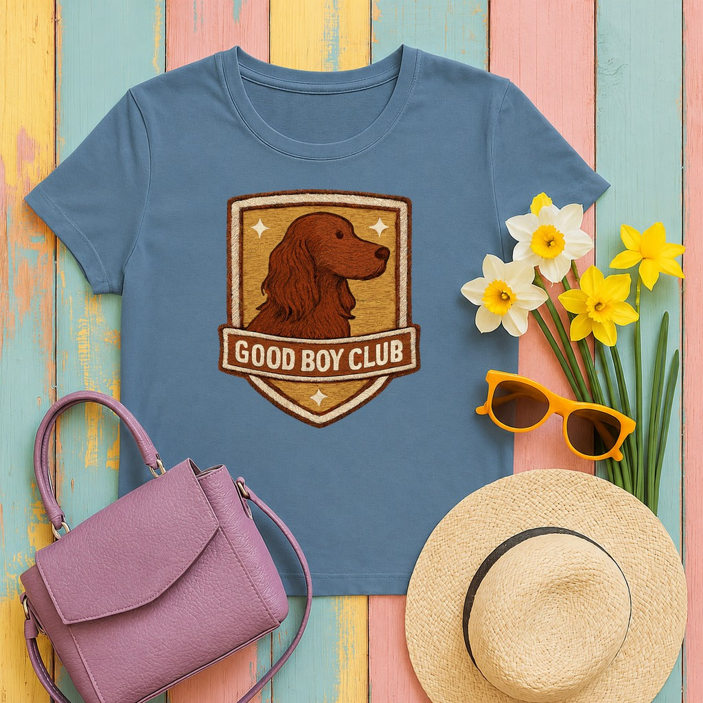 Irish Setter Good Boy Club T-shirt in Steel Blue