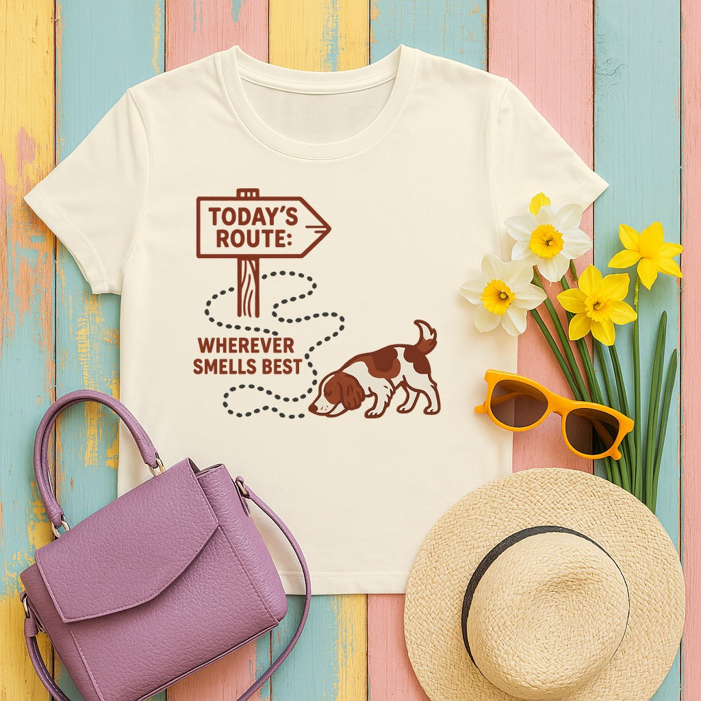 Welsh Springer Spaniel Today's Route T-shirt in Natural