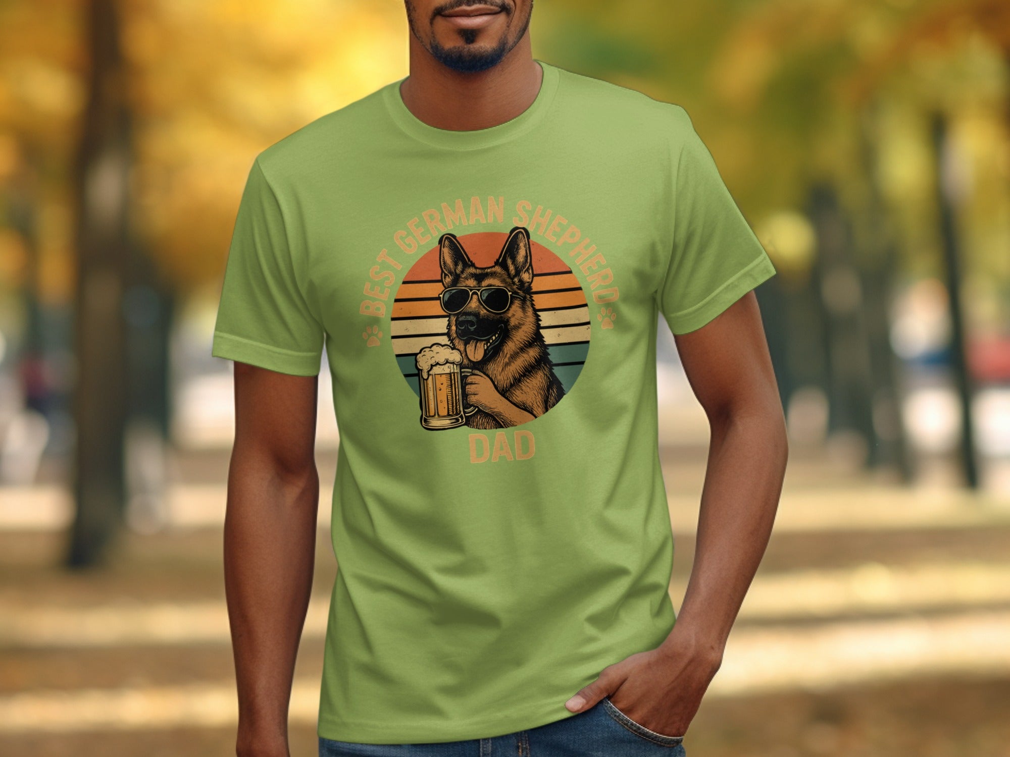 Best German Shepherd Dad Funny Retro Graphic Tee