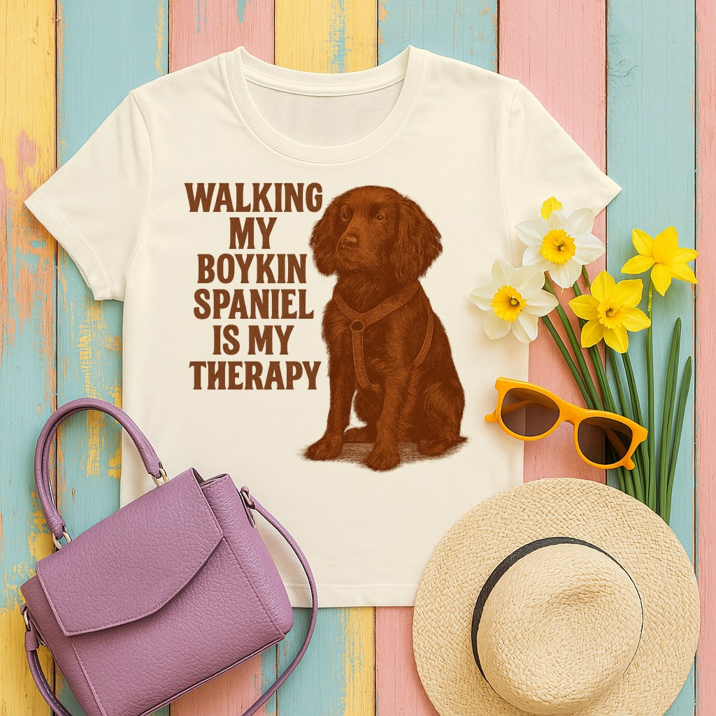 Boykin Spaniel Is My Therapy T-shirt in Natural