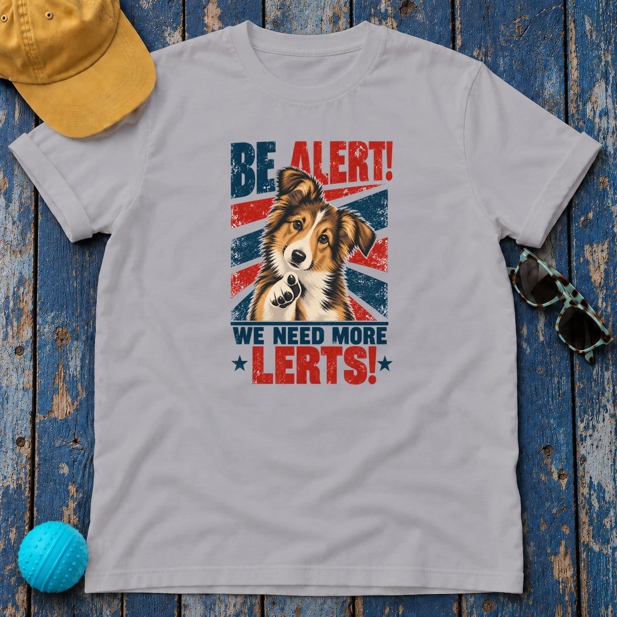 Rough Collie Be Alert We Need More Lerts Tee in Athletic Heather