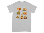 Six golden retriever puppies interacting with yarn and knitting supplies.