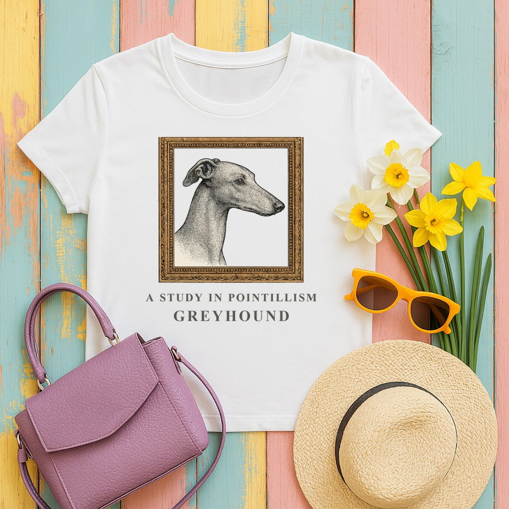 Greyhound A Study in Pointillism Tee in White
