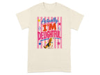 Beagle on cream t-shirt with "Actually I'm DELIGHTFUL" text.