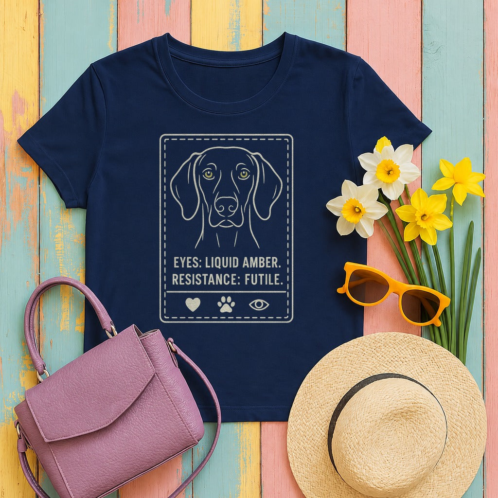 Weimaraner Eyes Liquid Amber Tee in Navy