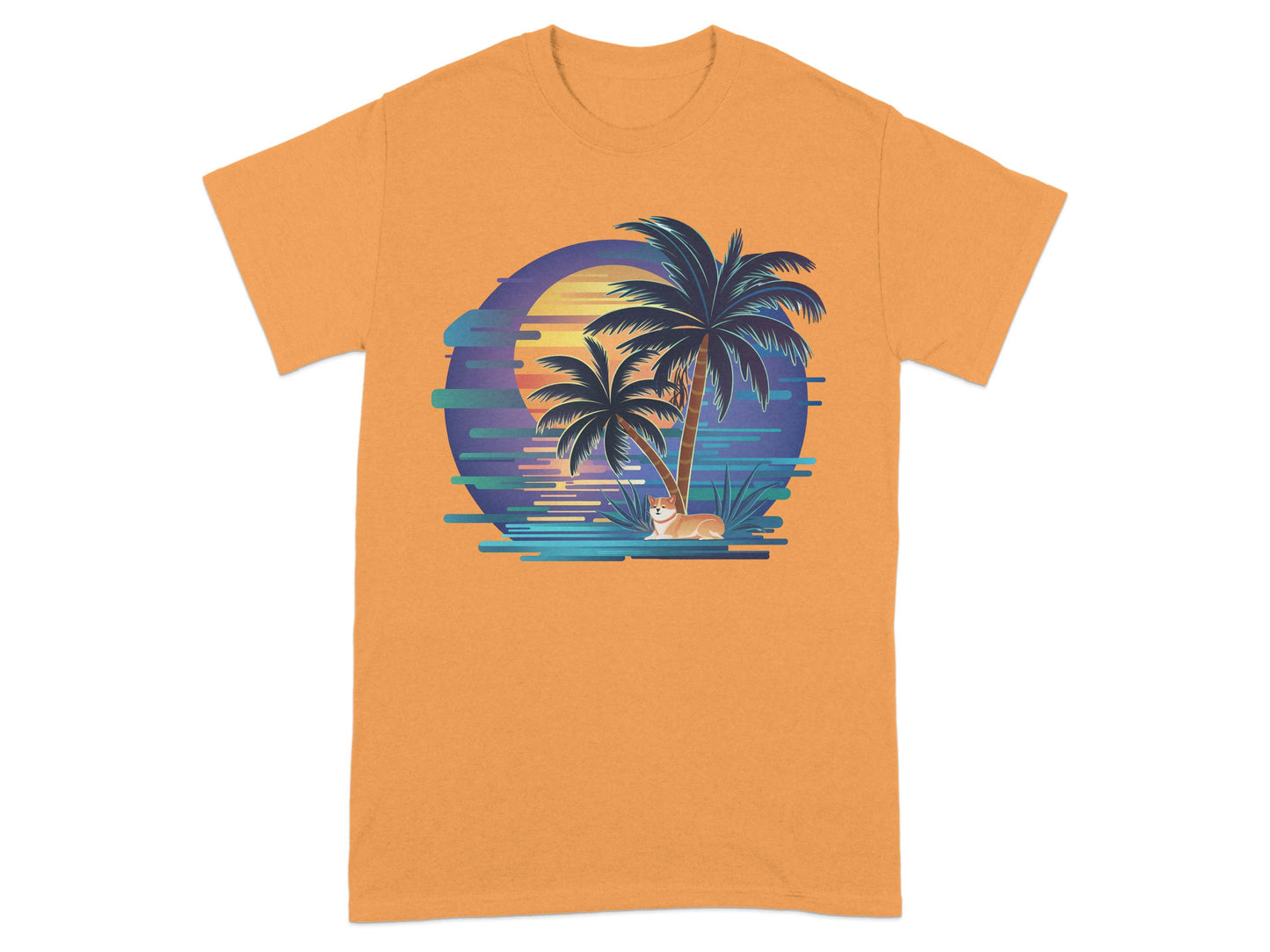 Sunset Beach Scene with Palm Trees Graphic T-Shirt product type