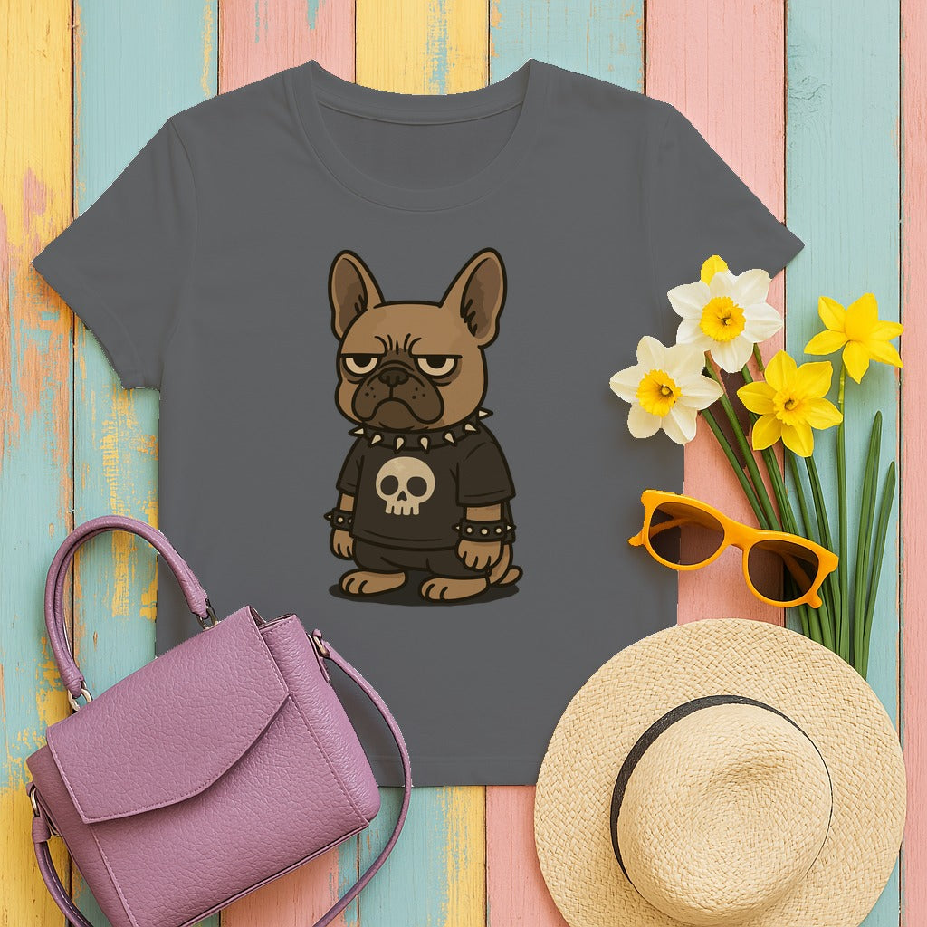 Punk Goth French Bulldog T-Shirt Graphic T-Shirt in Graphite Heather