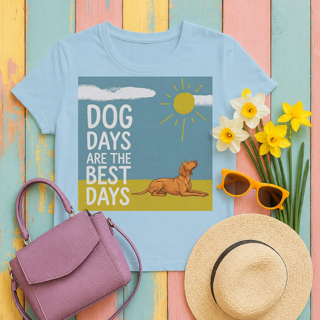 Dog Days are the Best Days with Vizsla T-Shirt in Light Blue