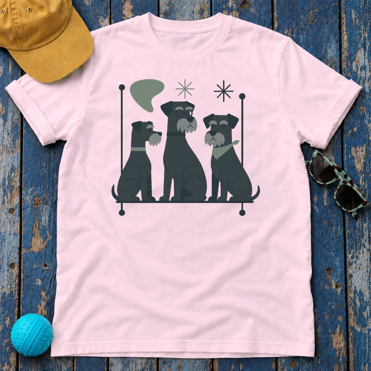 Mid-Century Schnauzer T-Shirt in Light Pink