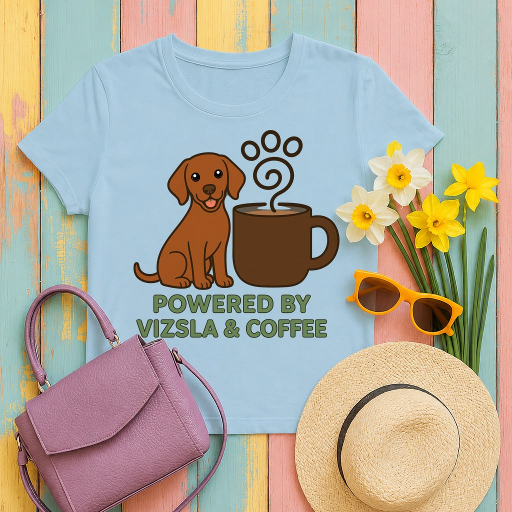Powered By Vizsla & Coffee T-shirt in Light Blue