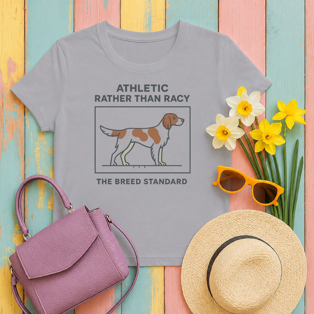 Irish Red and White Setter Athletic Rather Than Racy Tee in Athletic Heather
