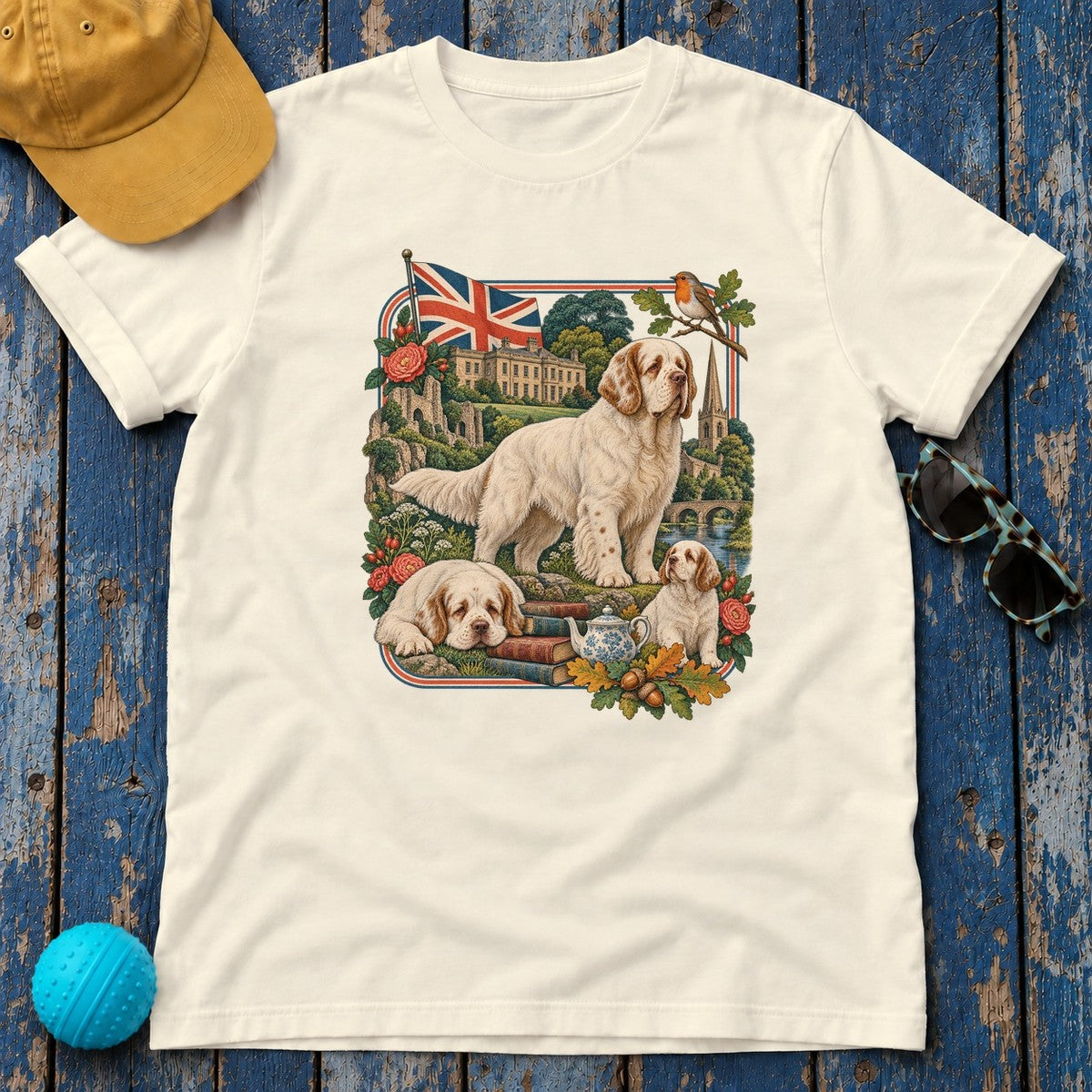 Clumber Spaniel England Heritage T-Shirt in Natural