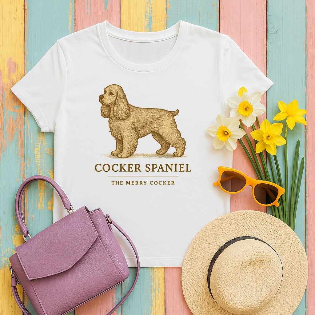 Cocker Spaniel Field Guide Tee in White