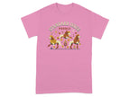 Pink t-shirt with three stylized standard poodles running in a line.