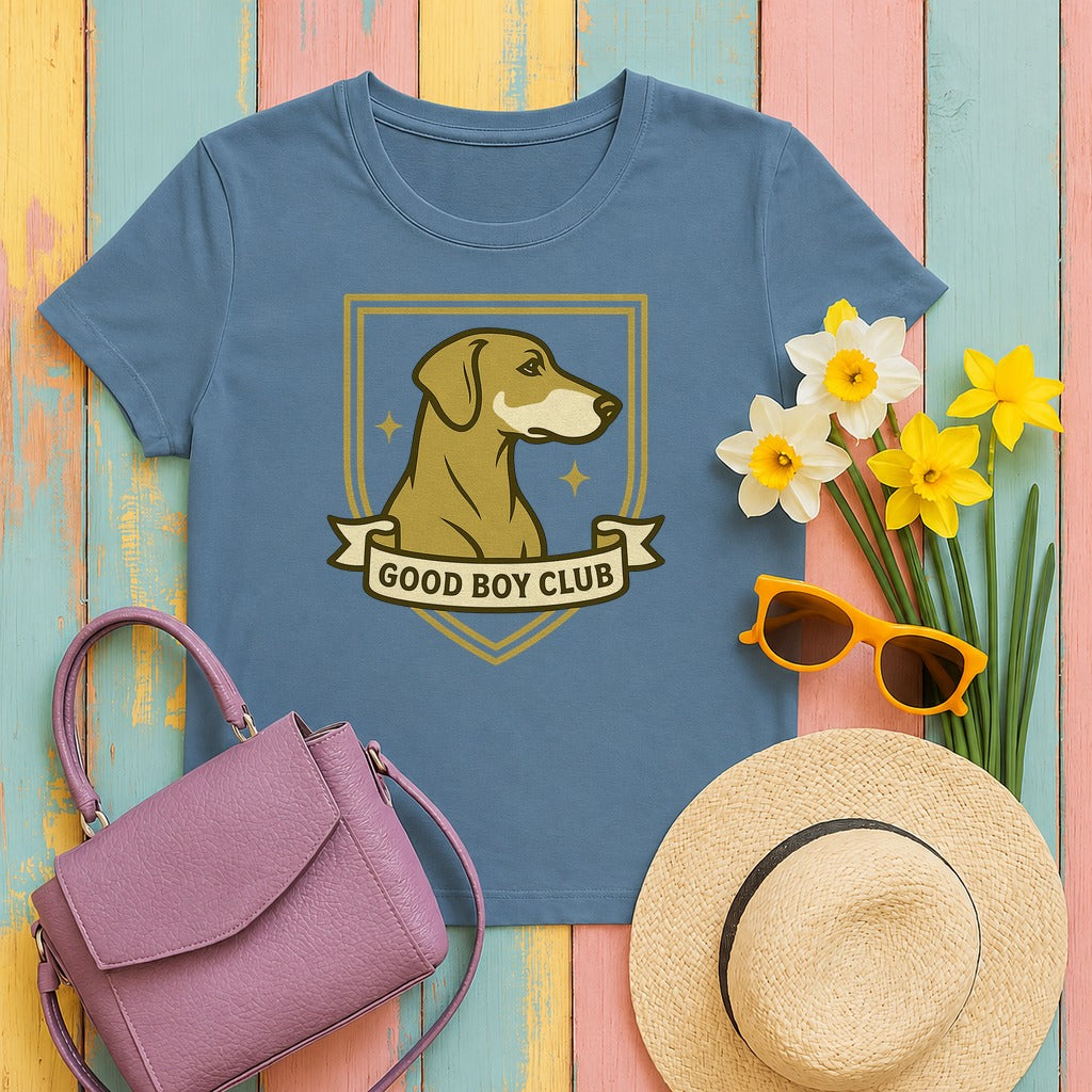 Doberman Good Boy Club Tee in Steel Blue