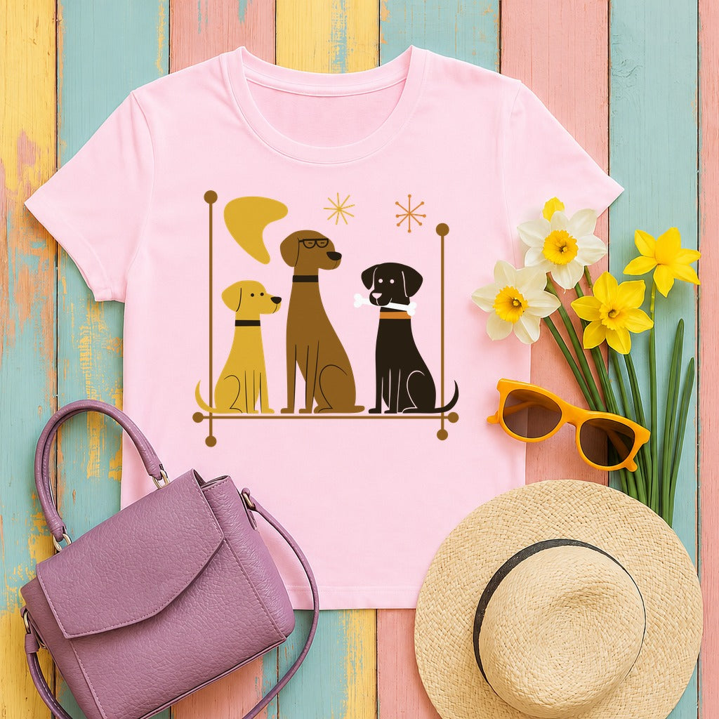 Retro Mid-Century Mod Labs T-Shirt in Light Pink