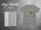 Gildan 5000 heavy cotton t-shirt size chart with width and length measurements in inches.