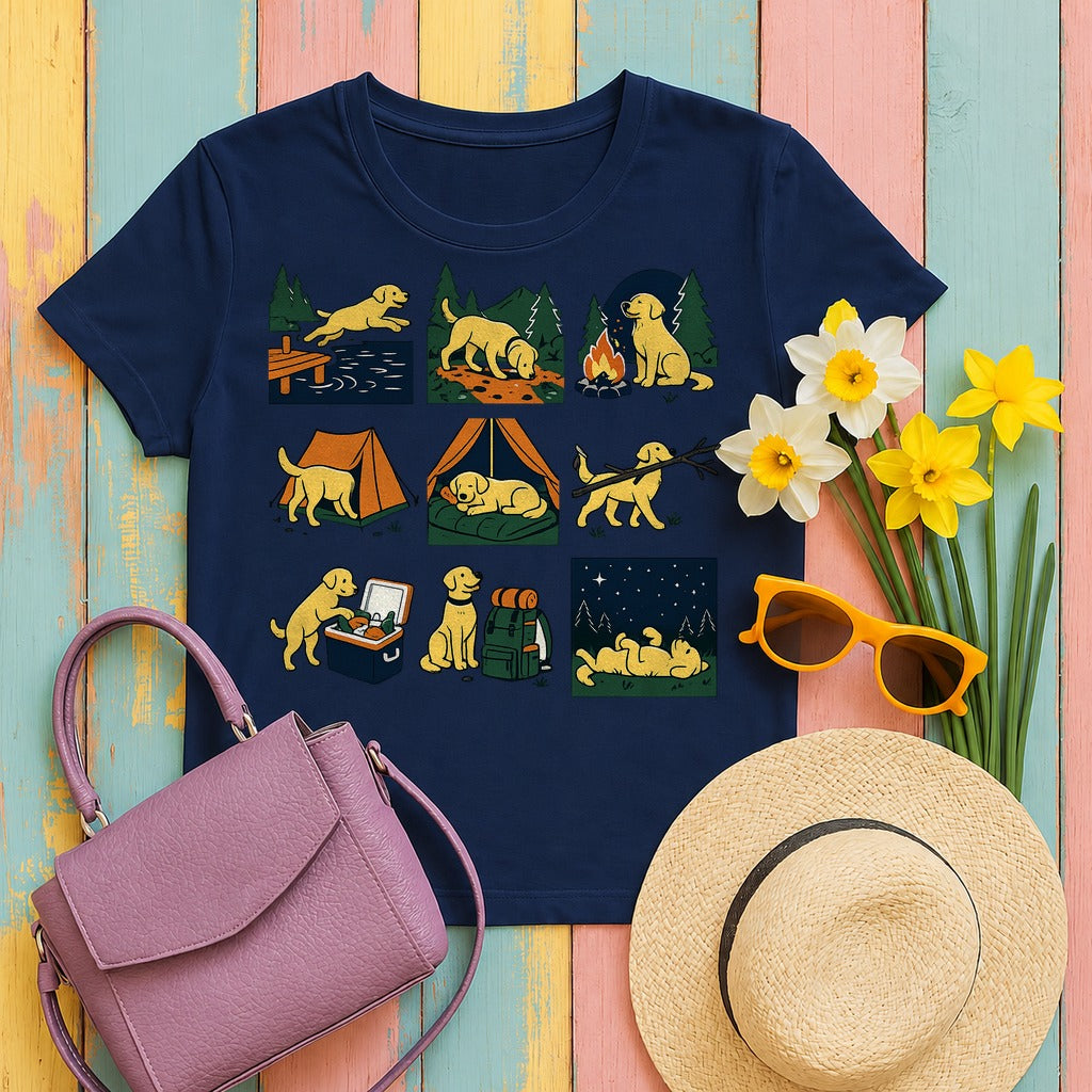 Outdoor Golden Life Camping T-Shirt in Navy