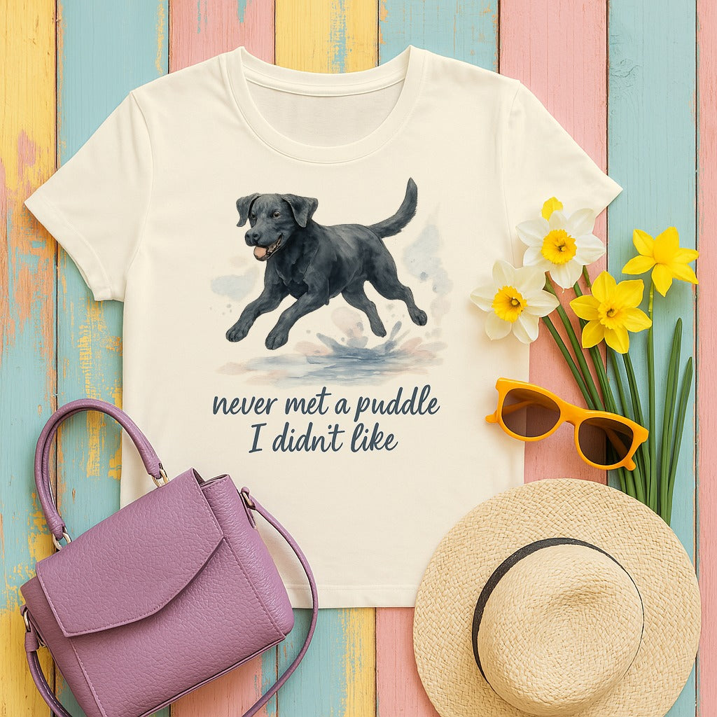 Black Lab Never Met a Puddle T-shirt in Natural