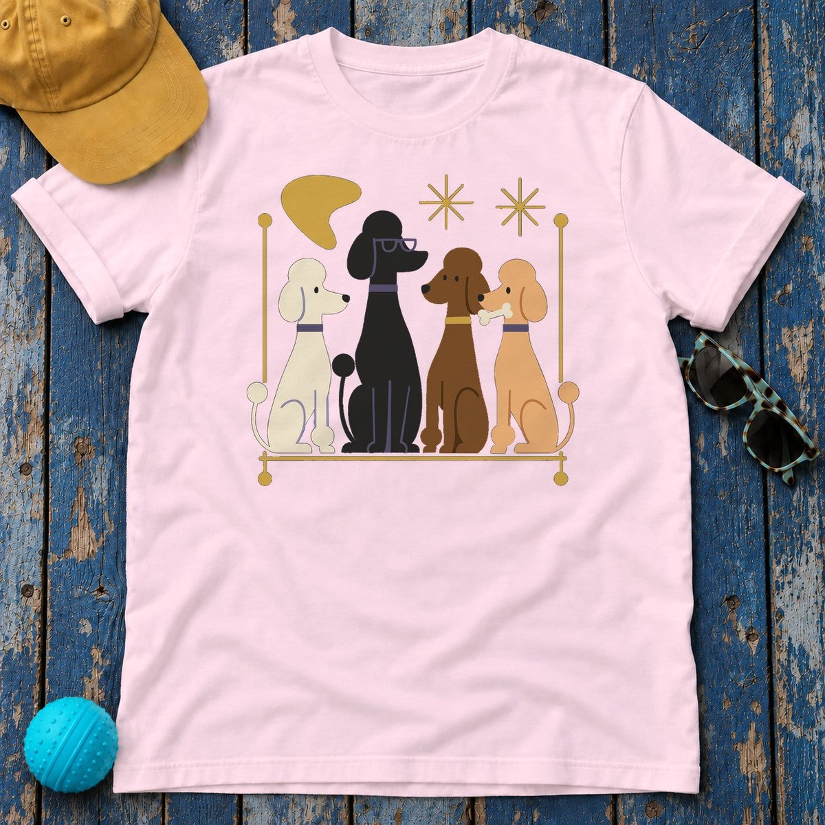 Mod Poodle Rendezvous T-Shirt in Light Pink