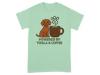 Brown dog and coffee cup with "Vizsla & Coffee" text.
