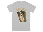 Australian Shepherd peeking through a door with text "Personally Invested in Your Business."