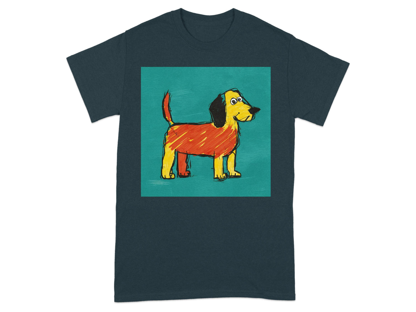 Vibrant Cartoon Dog Drawing Graphic T-shirt product