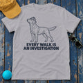 Every Walk Is An Investigation Labrador Ink Drawing T-Shirt in Athletic Heather