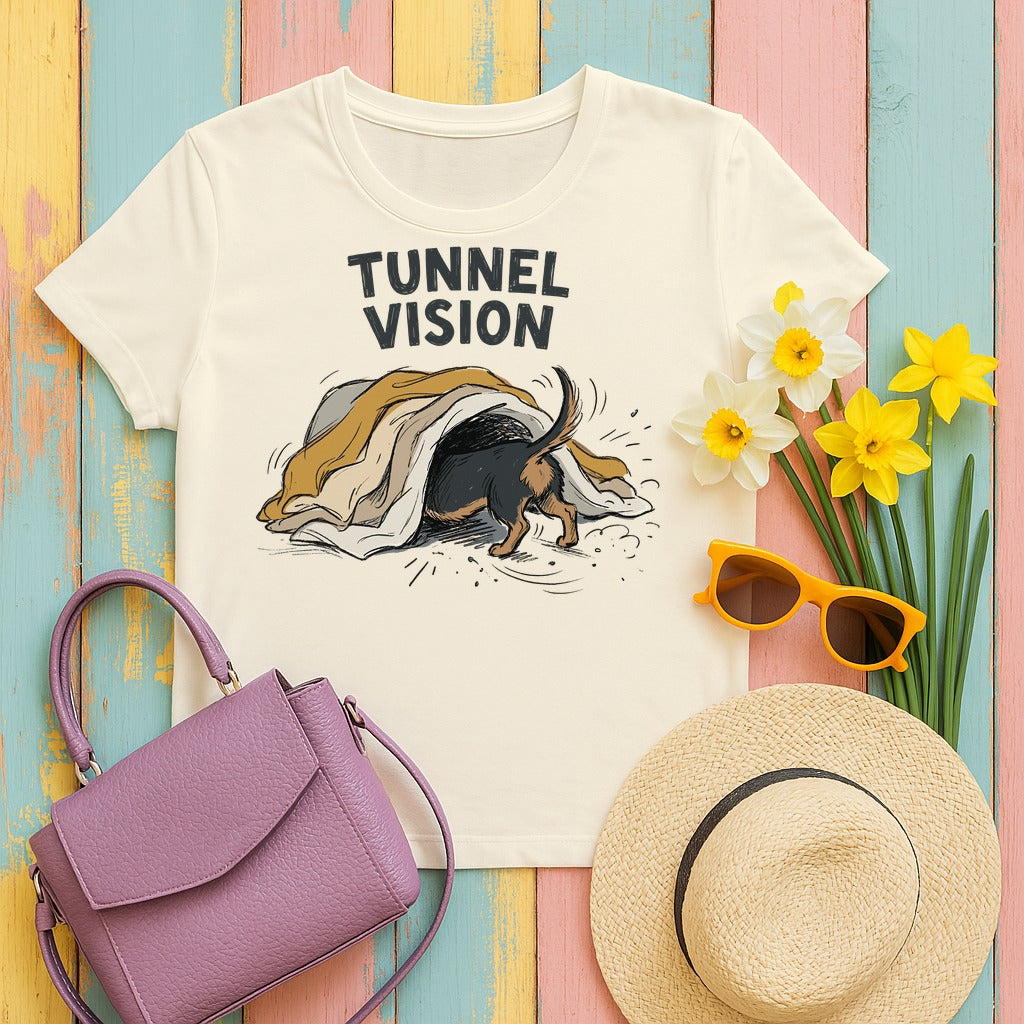 Tunnel Vision Dachshund Lovers T-Shirt in Natural