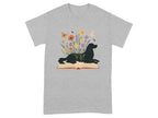 Floral Dog and Book Graphic Art T-Shirt
