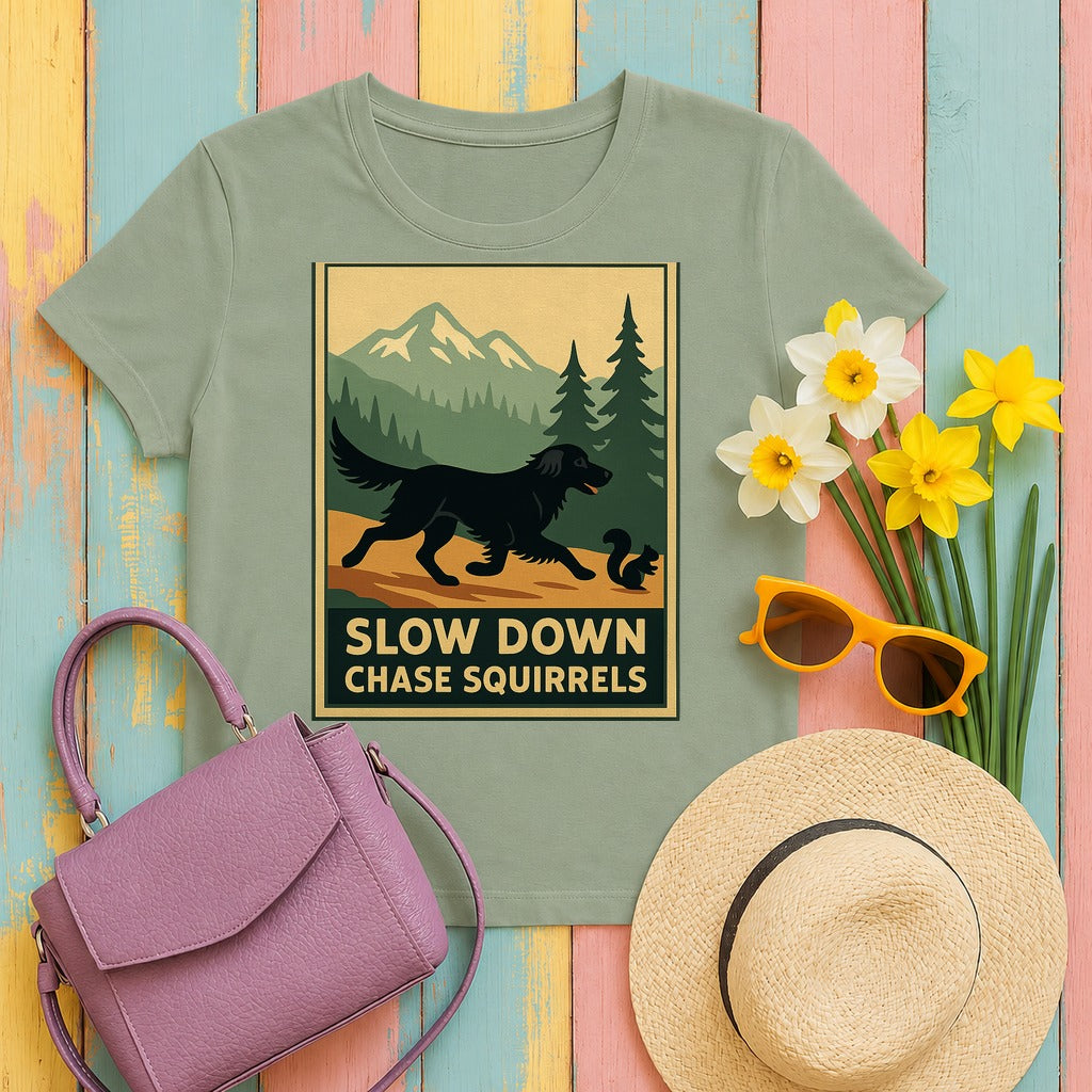 Flat-Coat Chase Squirrels Tee in Sage