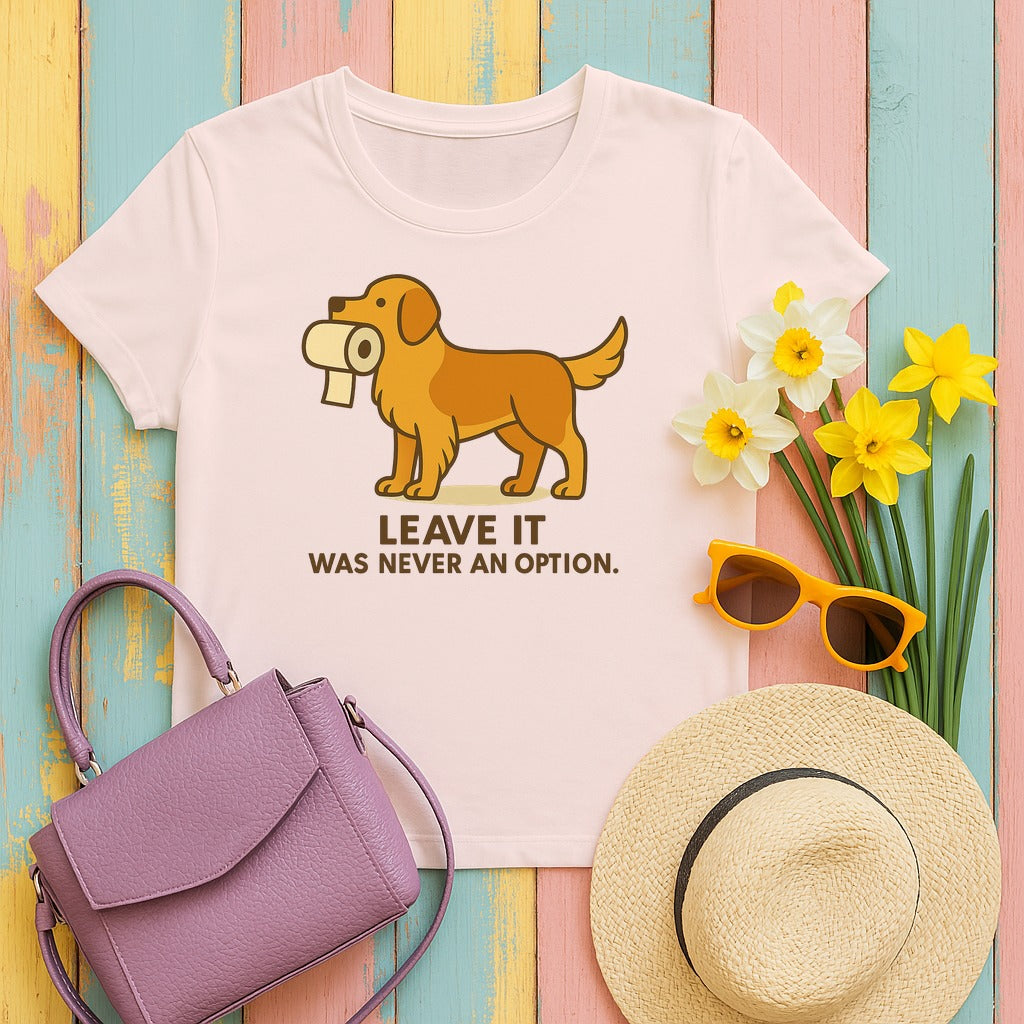 Golden Retriever Leave It Tee in Soft Pink