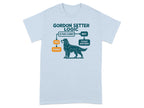 Light blue t-shirt with "Gordon Setter Logic" flowchart and dog illustration.