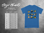 Gildan 5000 size chart for heavy cotton t-shirts with width and length measurements.