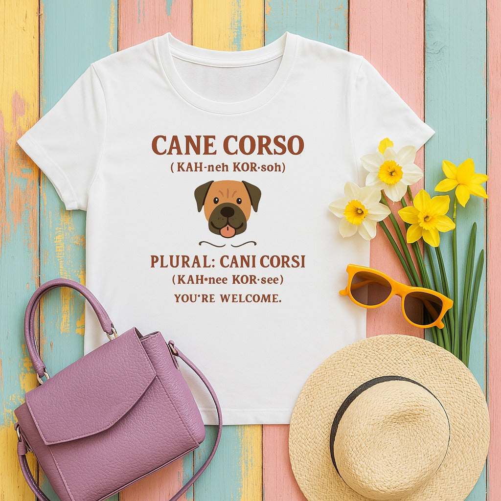 Cane Corso Cani Corsi Pronunciation Tee in White