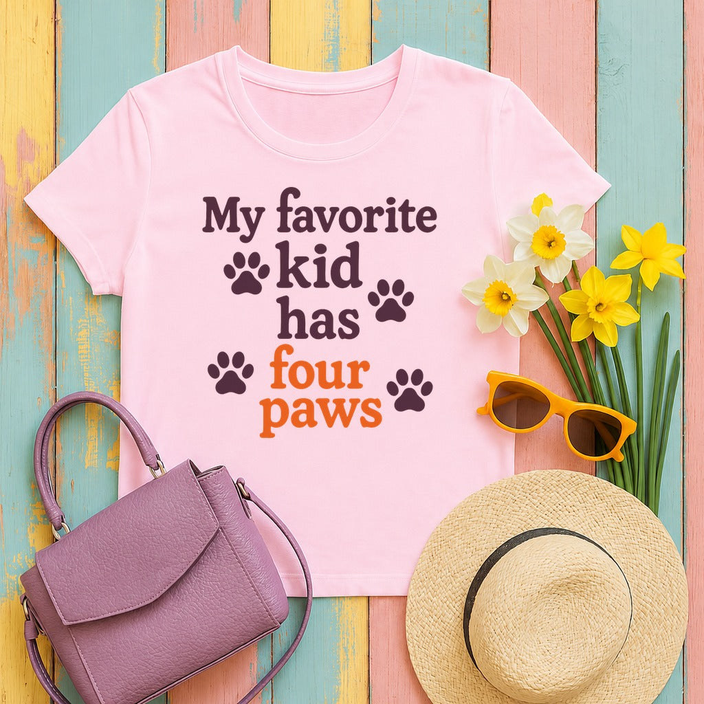 My Favorite Kid Has Four Paws T-Shirt in Light Pink