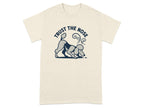T-shirt with a grey poodle sniffing the ground, text "TRUST THE NOSE".