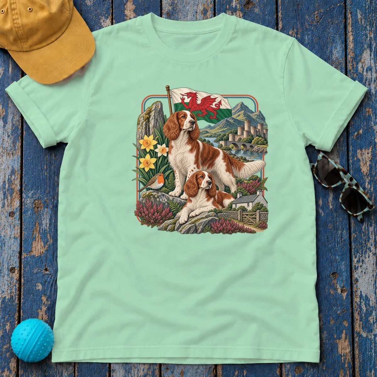 Welsh Springer Spaniel Wales Heritage T-Shirt in Mint
